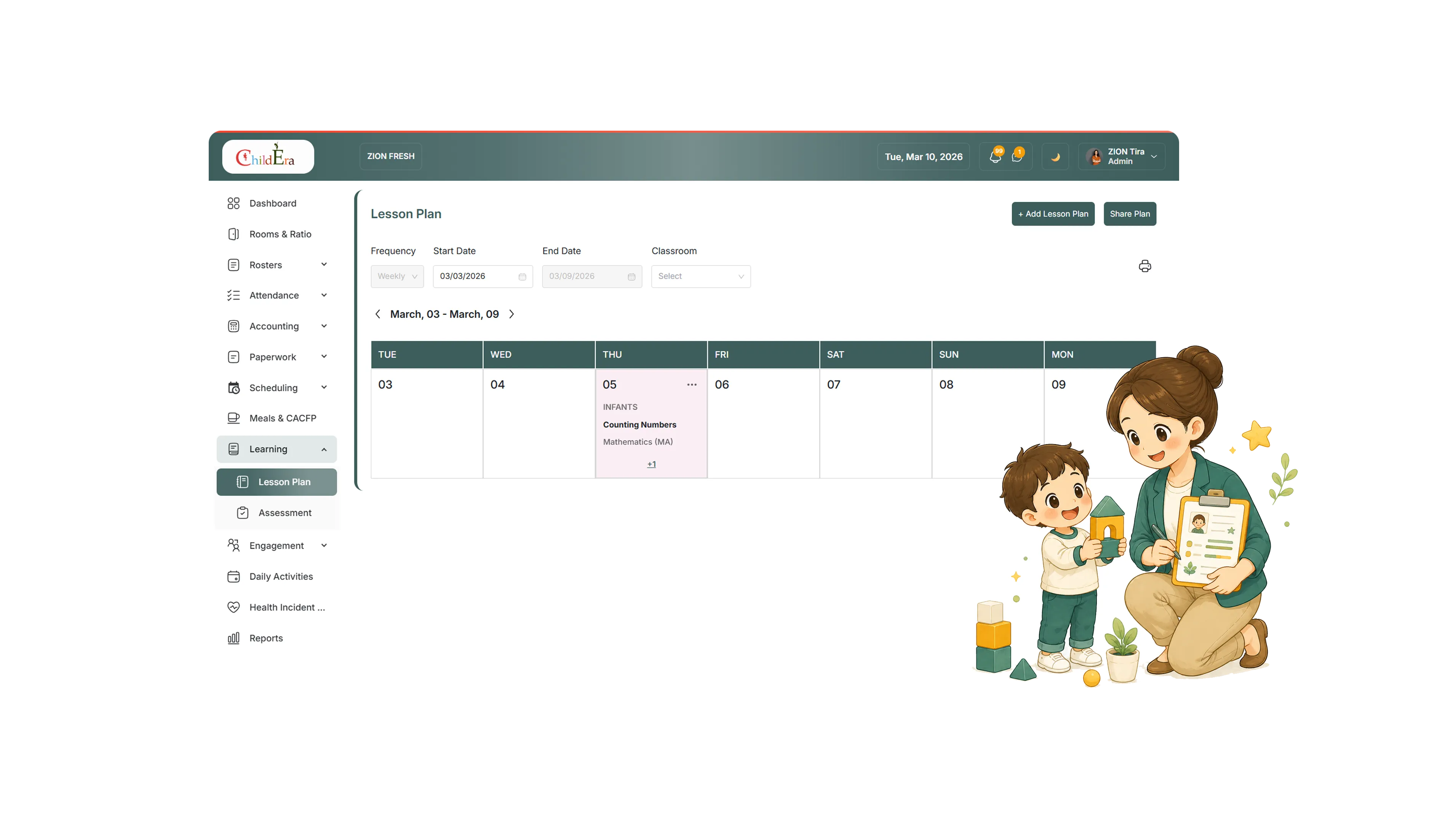 Track child development and early learning milestones